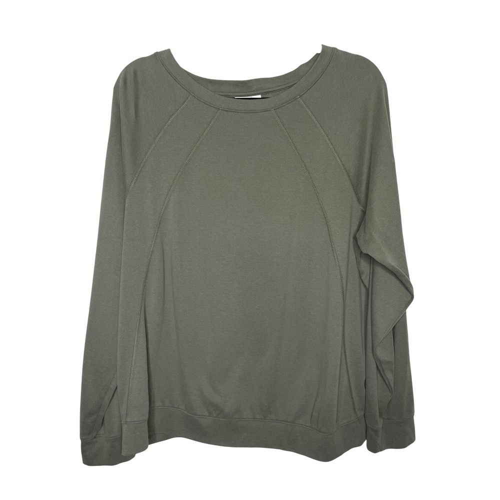 J. Jill Sweatshirt Womens L Tall Olive Green Raglan Seam Detail Long Sleeve Top